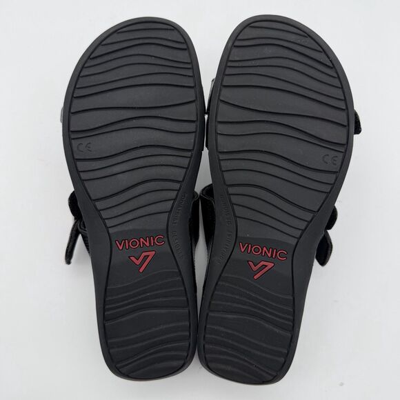 Vionic Pacific Rio Orthotic Black Lizard Wedge Platform Slip On Sandals Women 8 - Picture 10 of 11